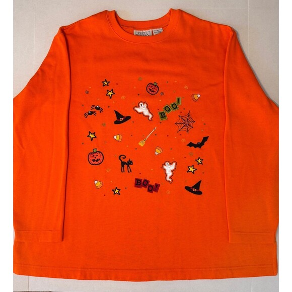 Halloween Embroidered Fleeced Long Sleeve Shirt Size 2X (Bx 7) - Picture 1 of 7
